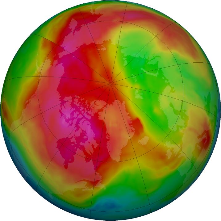 Arctic ozone map for 25 February 2024